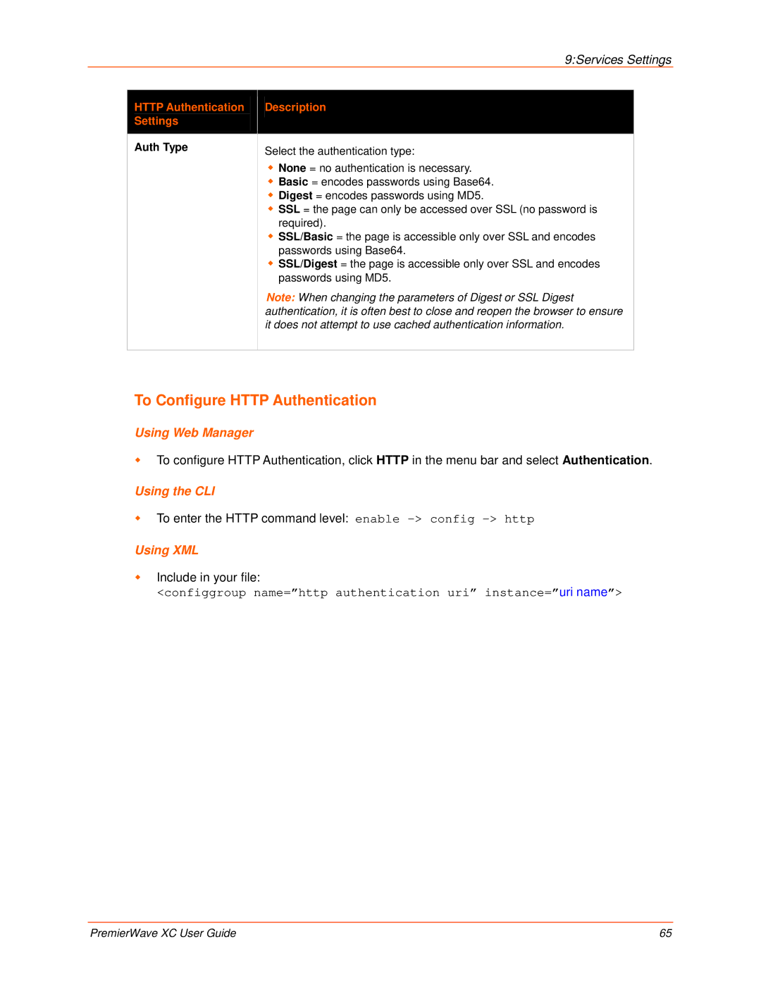 Lantronix 900-598 manual To Configure Http Authentication, Auth Type 