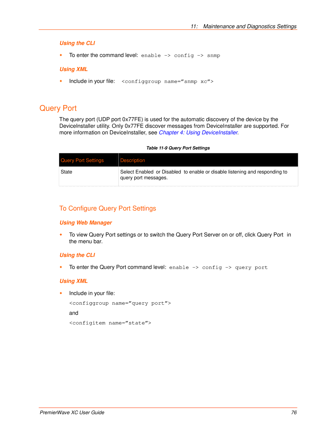 Lantronix 900-598 manual To Configure Query Port Settings, Query Port Settings Description 