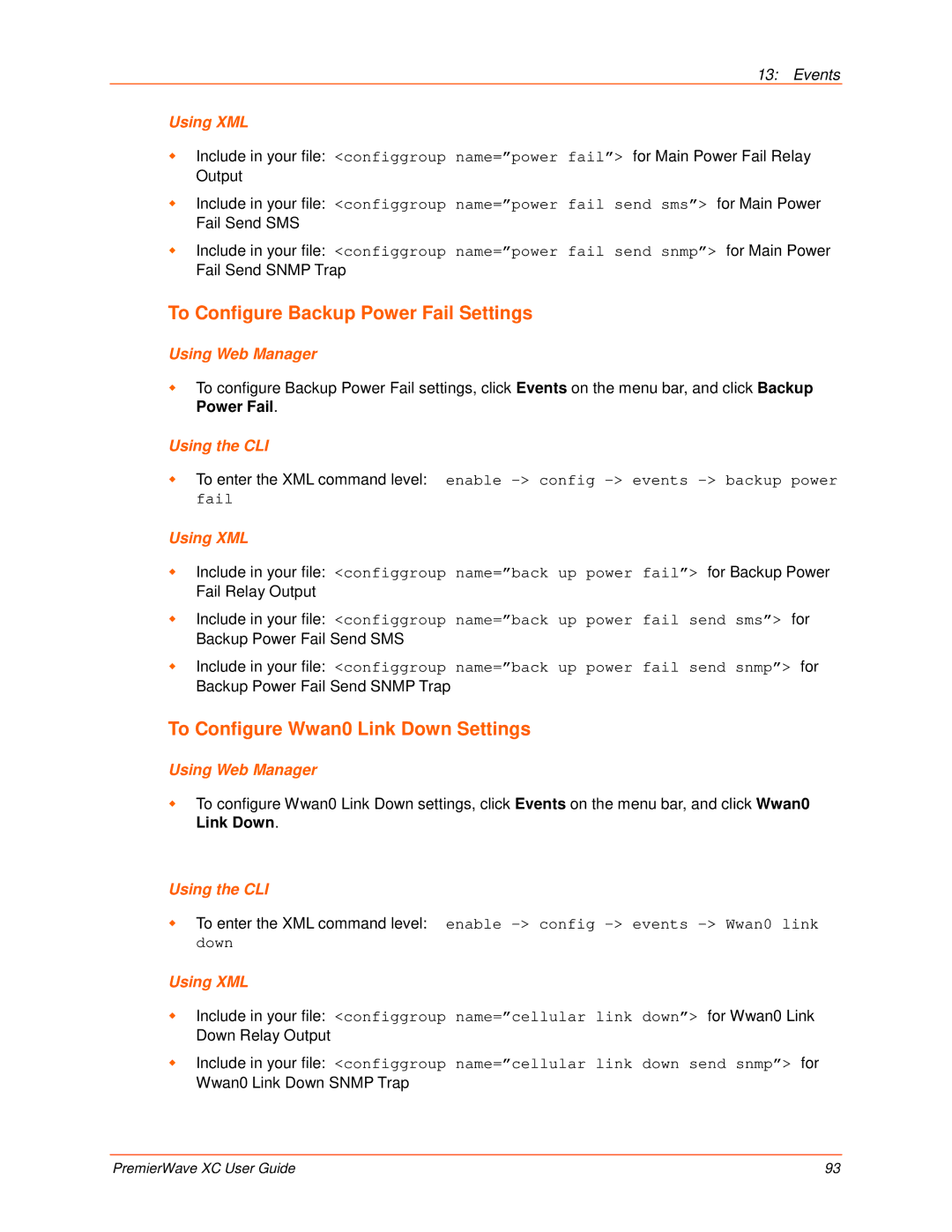 Lantronix 900-598 manual To Configure Backup Power Fail Settings, To Configure Wwan0 Link Down Settings 