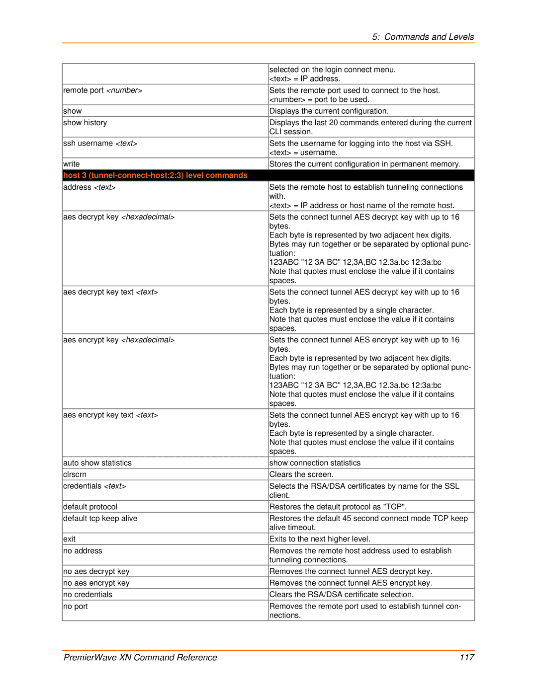 Lantronix 900-607 manual Host 3 tunnel-connect-host23 level commands 