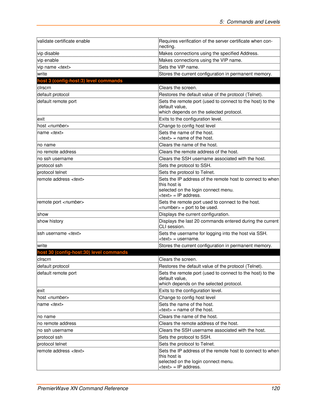 Lantronix 900-607 manual Host 3 config-host3 level commands, Host 30 config-host30 level commands 