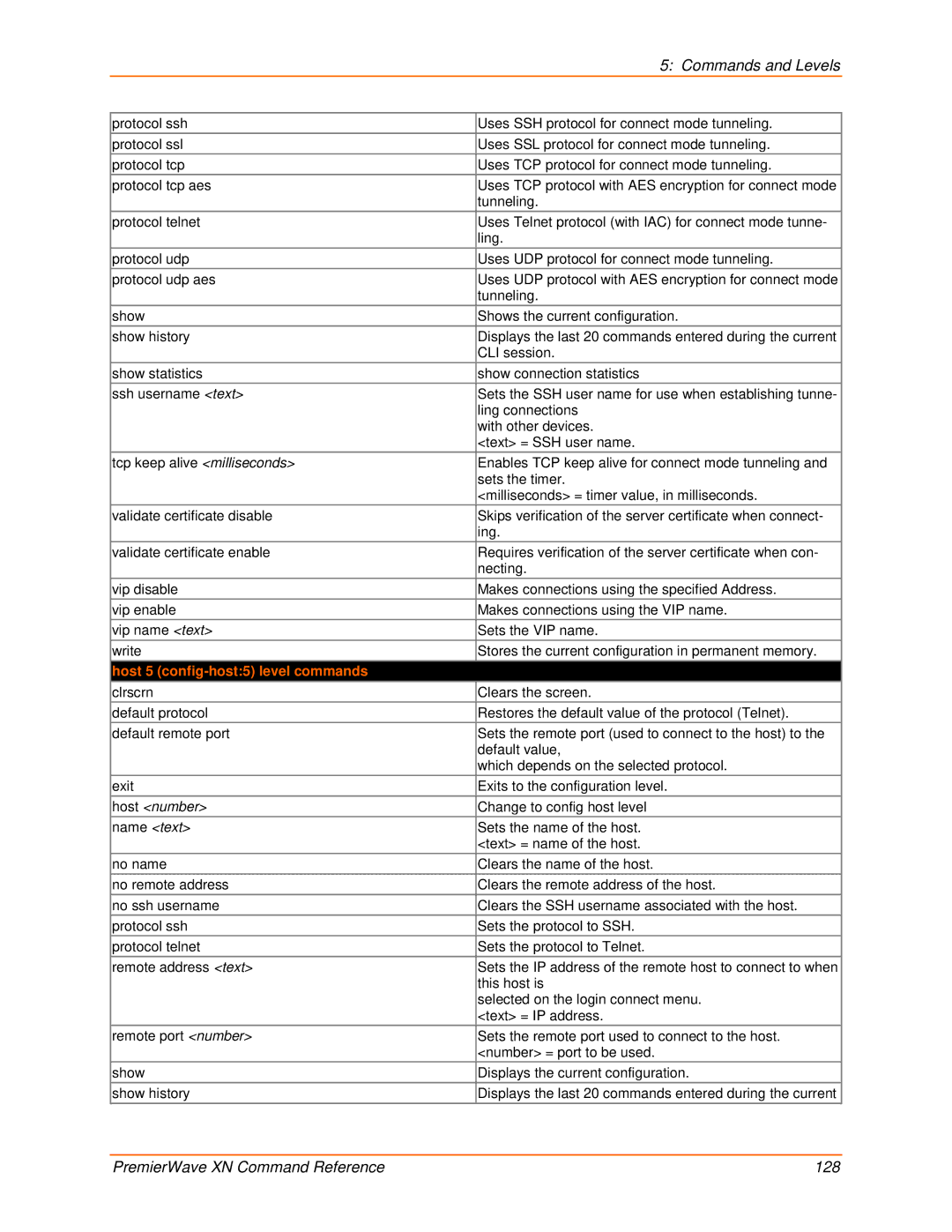 Lantronix 900-607 manual Host 5 config-host5 level commands, Host number 