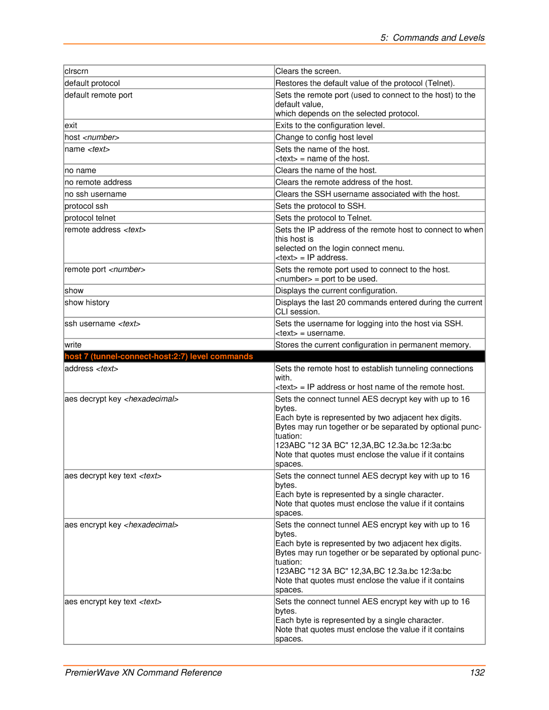 Lantronix 900-607 manual Host number, Host 7 tunnel-connect-host27 level commands 