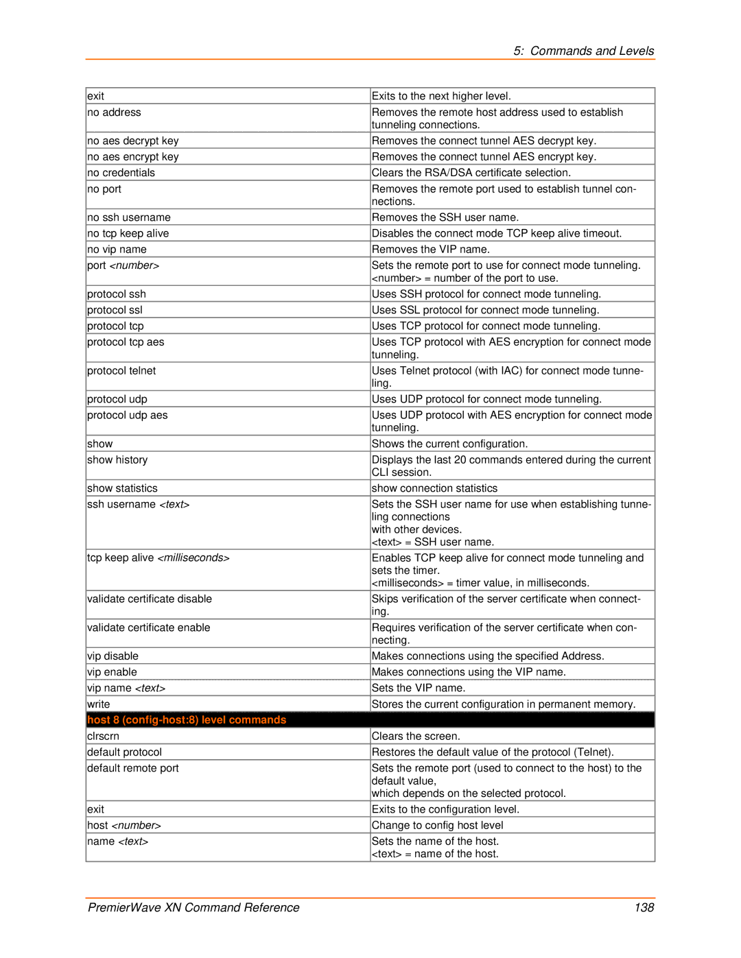 Lantronix 900-607 manual Host 8 config-host8 level commands, Host number 