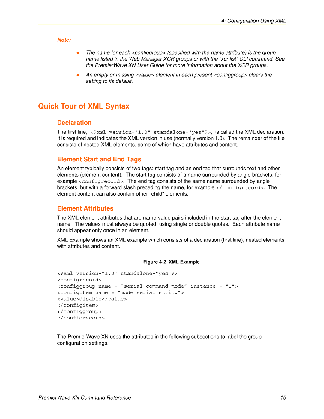 Lantronix 900-607 manual Quick Tour of XML Syntax, Declaration 