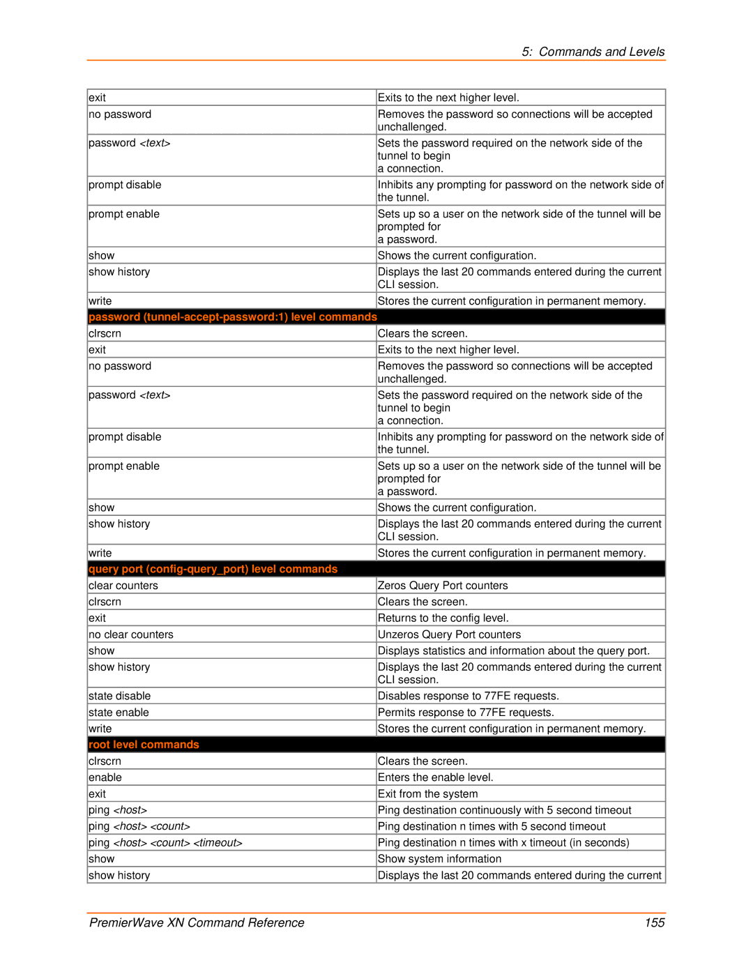 Lantronix 900-607 manual Query port config-queryport level commands, Root level commands 