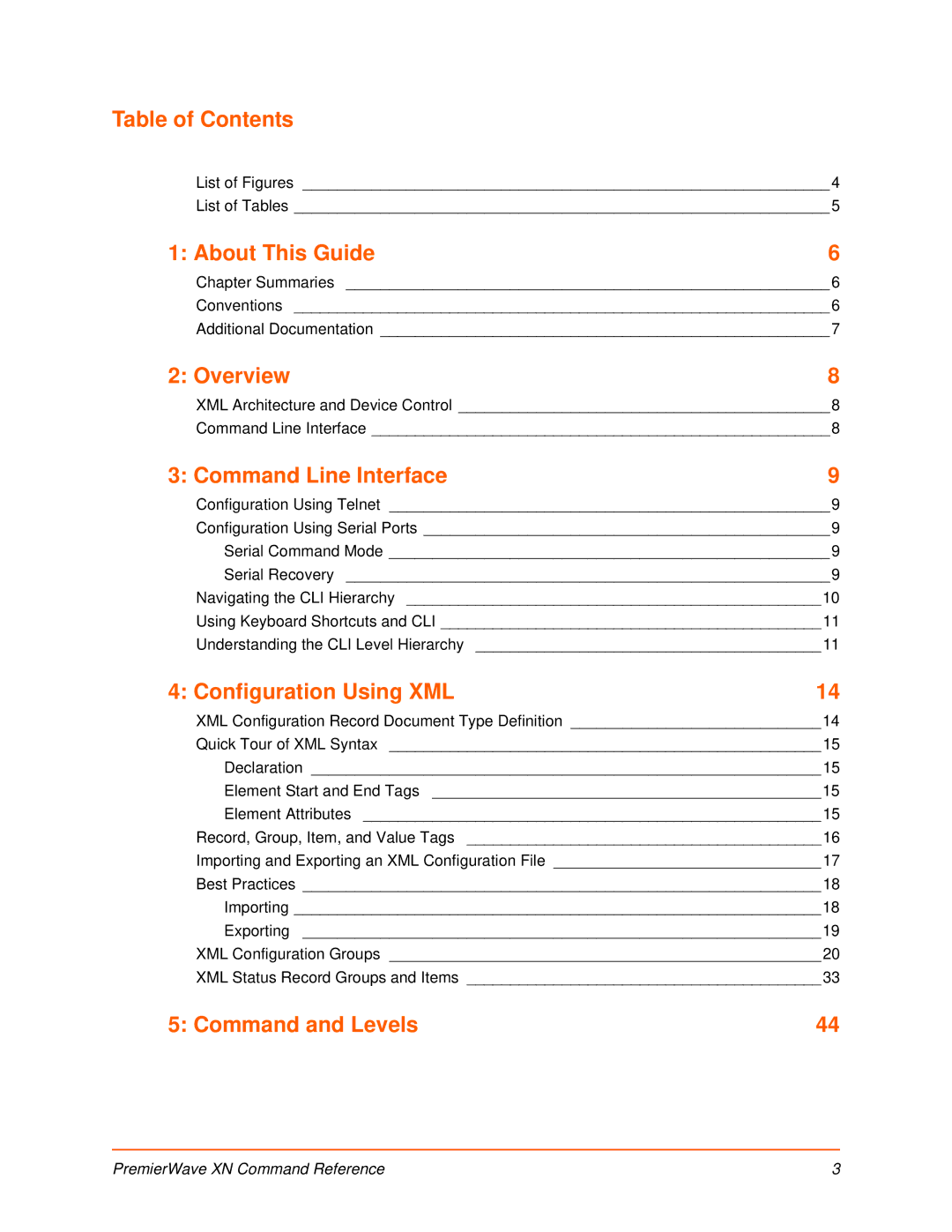 Lantronix 900-607 manual Table of Contents, About This Guide, Overview, Command Line Interface, Configuration Using XML 