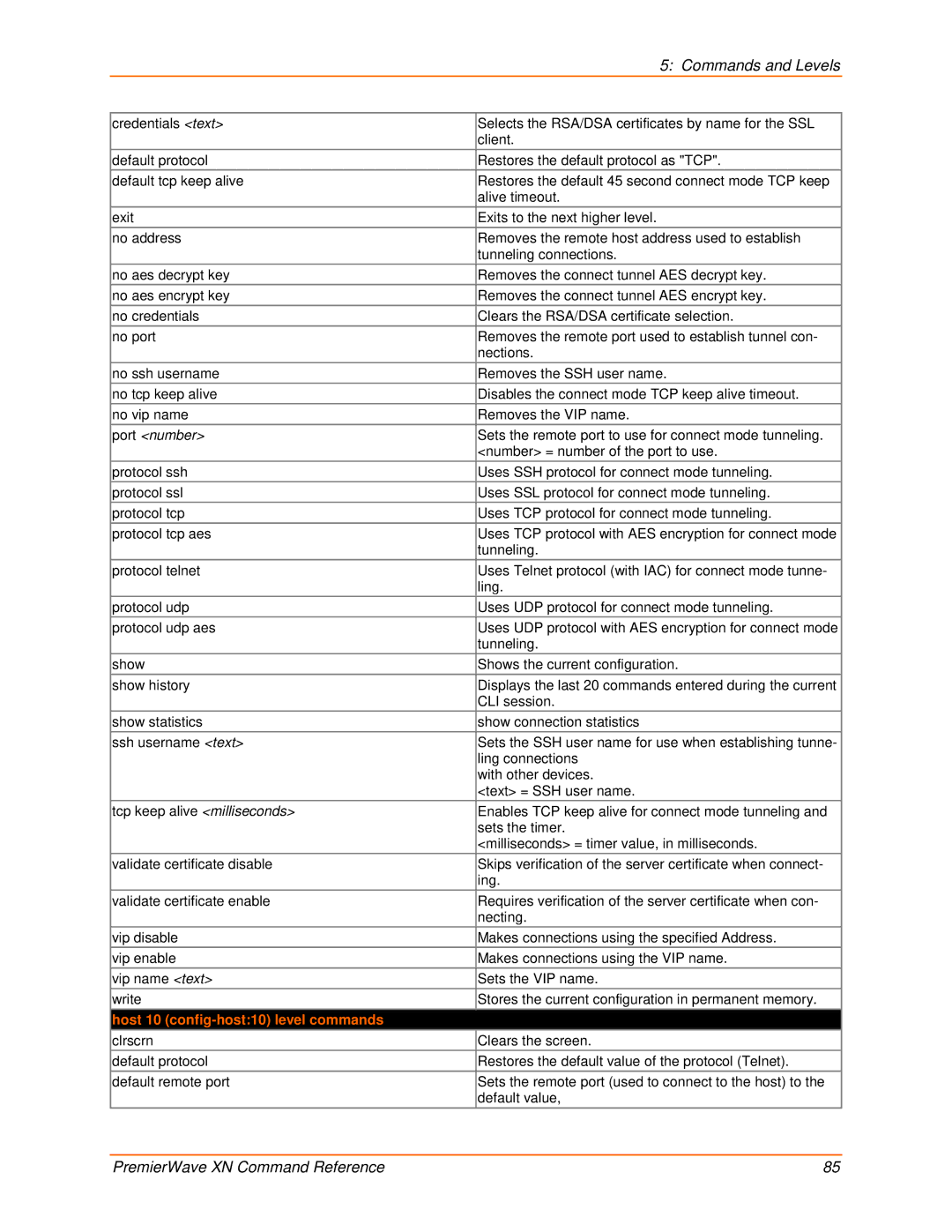 Lantronix 900-607 manual Host 10 config-host10 level commands 