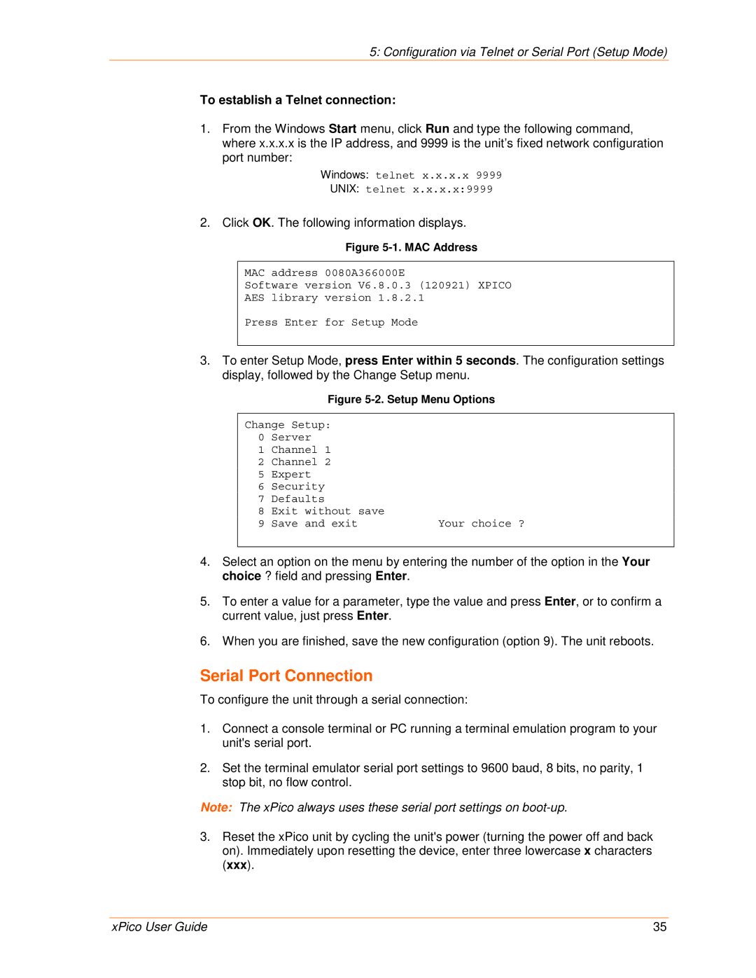 Lantronix 900-618 manual Serial Port Connection, To establish a Telnet connection 