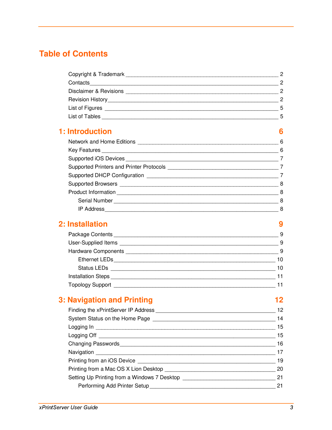 Lantronix 900-633-R manual Table of Contents 