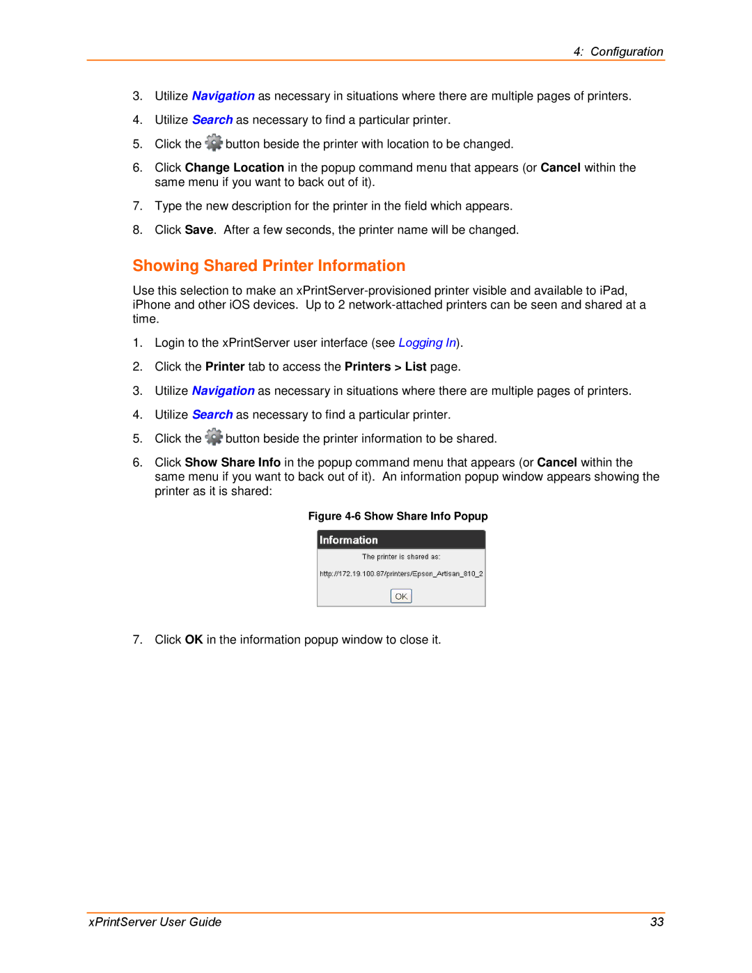 Lantronix 900-633-R manual Showing Shared Printer Information, Show Share Info Popup 