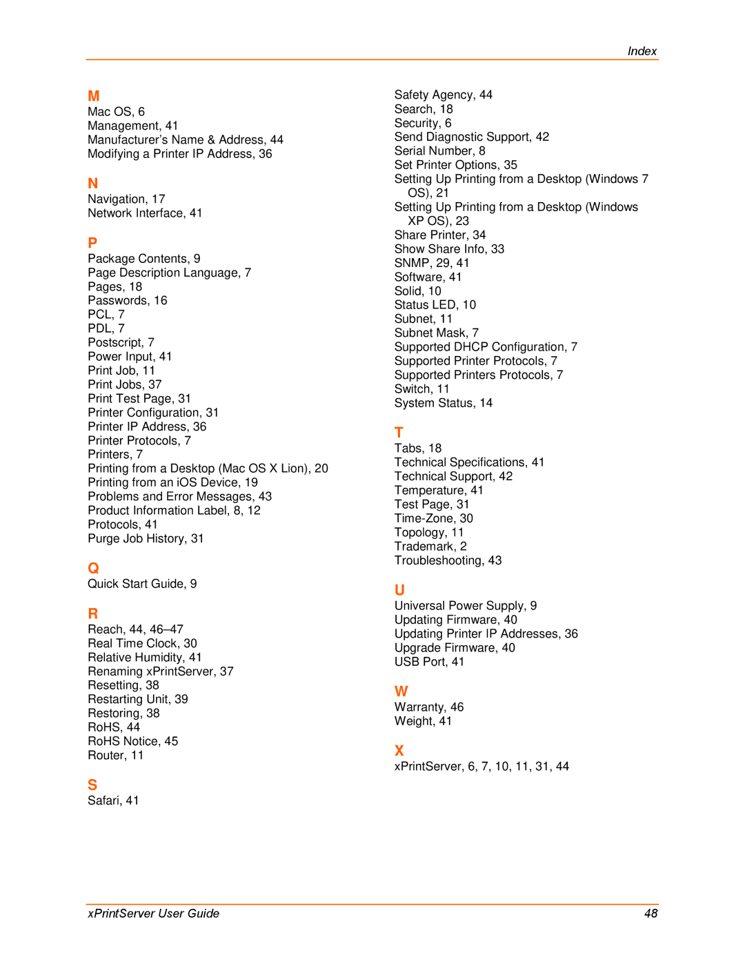 Lantronix 900-633-R manual Index 