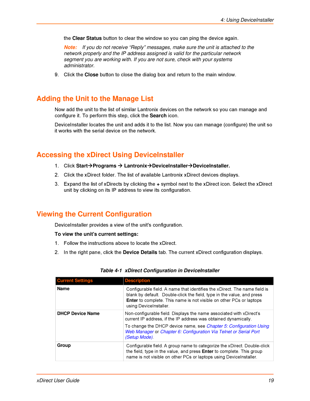 Lantronix 900-653-R manual Adding the Unit to the Manage List, Accessing the xDirect Using DeviceInstaller 