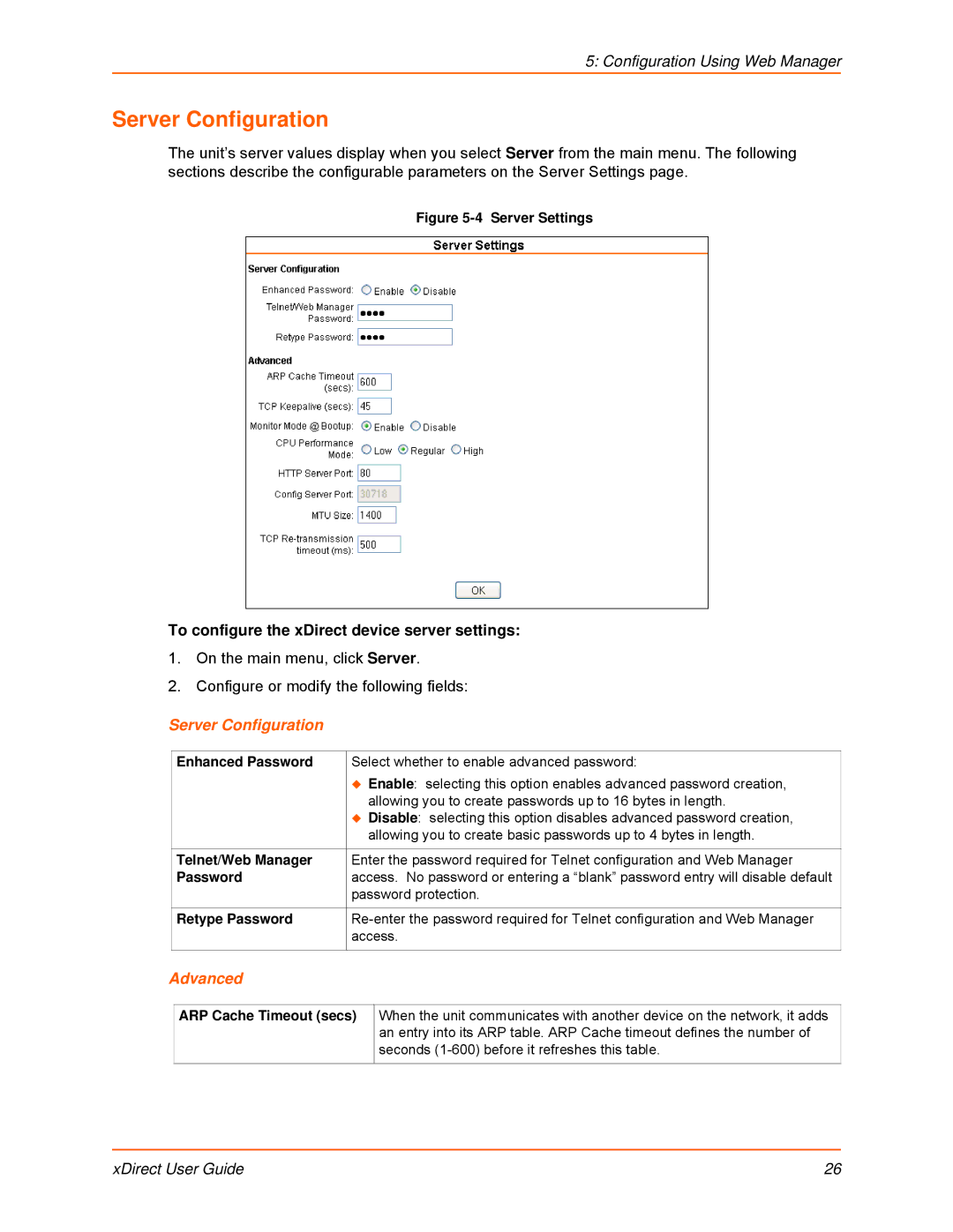 Lantronix 900-653-R manual Server Configuration, To configure the xDirect device server settings 