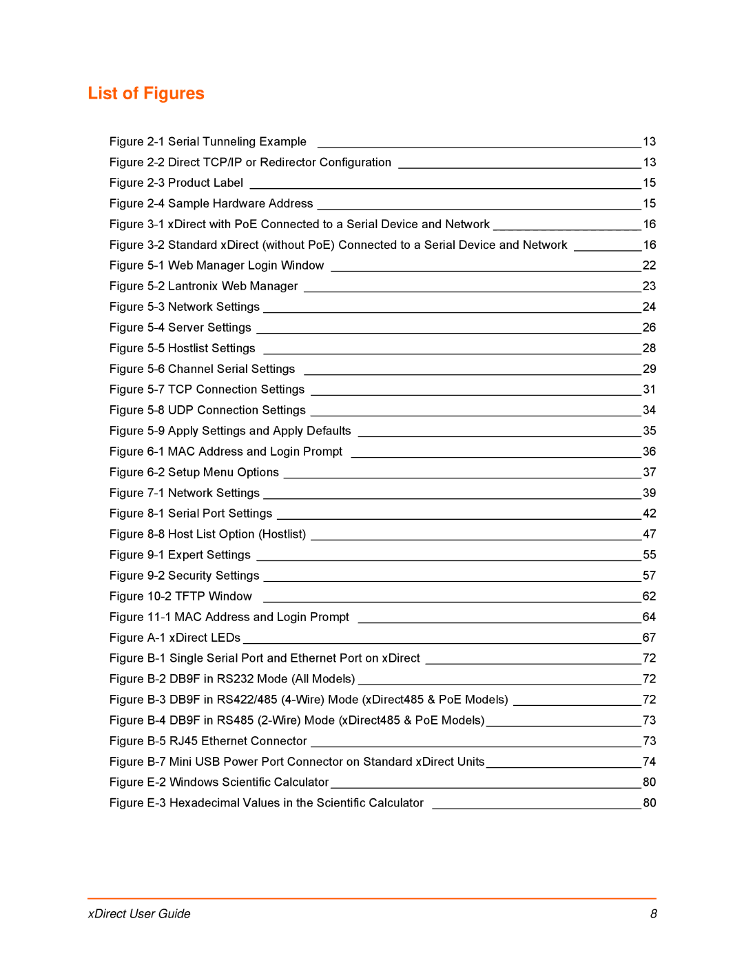 Lantronix 900-653-R manual List of Figures, Serial Tunneling Example 