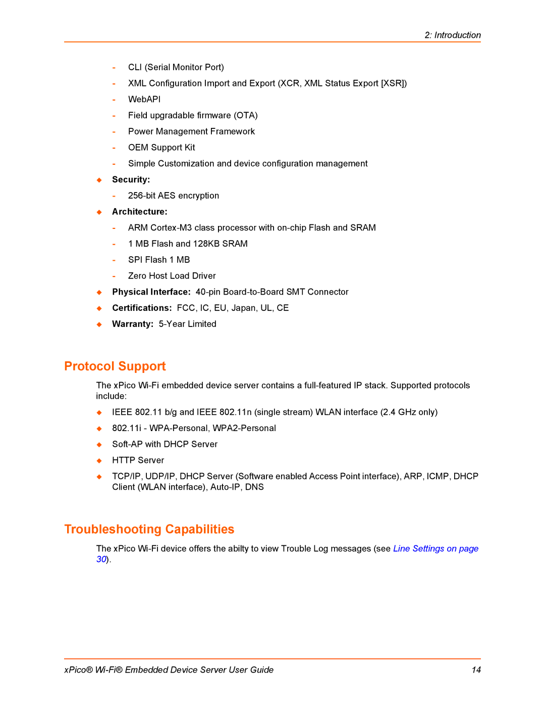 Lantronix 900-691-R manual Protocol Support, Troubleshooting Capabilities 