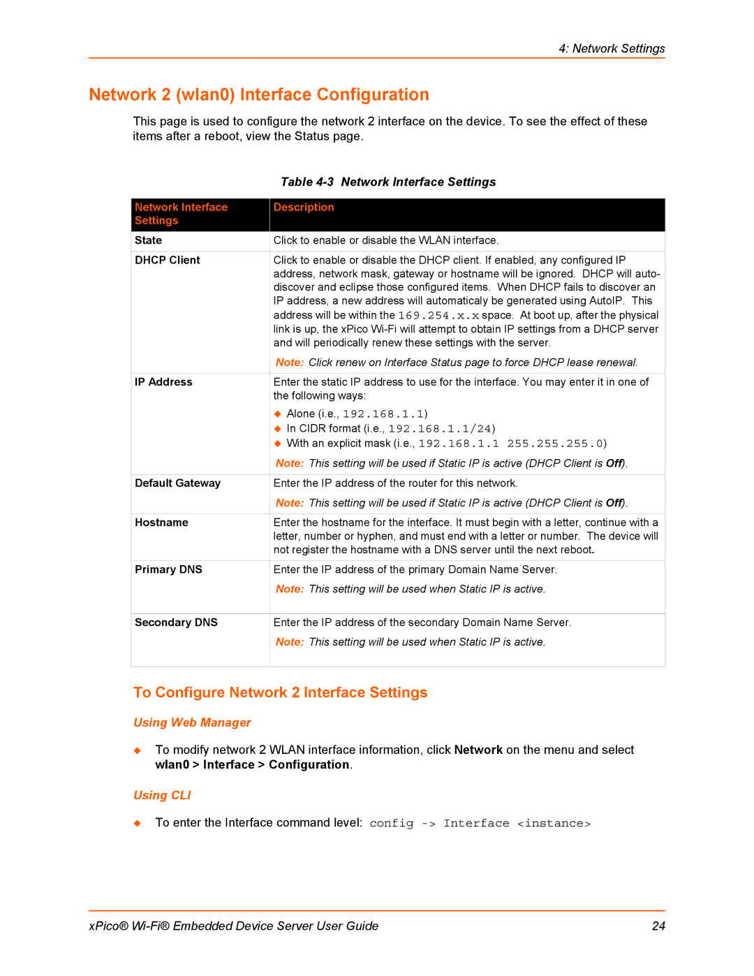 Lantronix 900-691-R manual Network 2 wlan0 Interface Configuration, To Configure Network 2 Interface Settings 