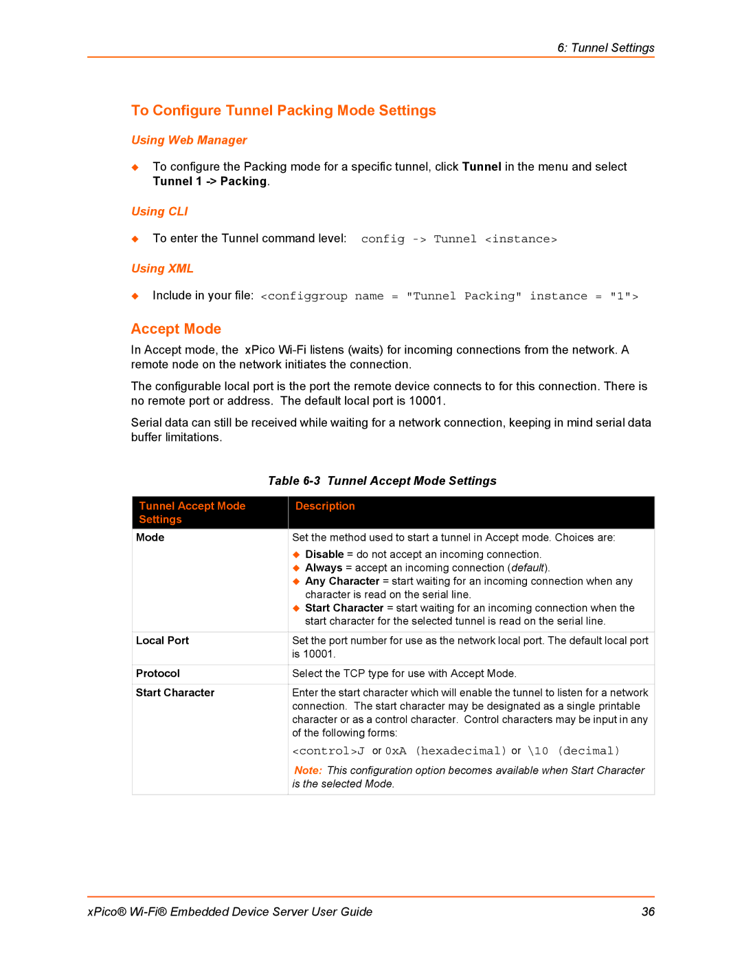 Lantronix 900-691-R manual To Configure Tunnel Packing Mode Settings, Tunnel Accept Mode Settings 