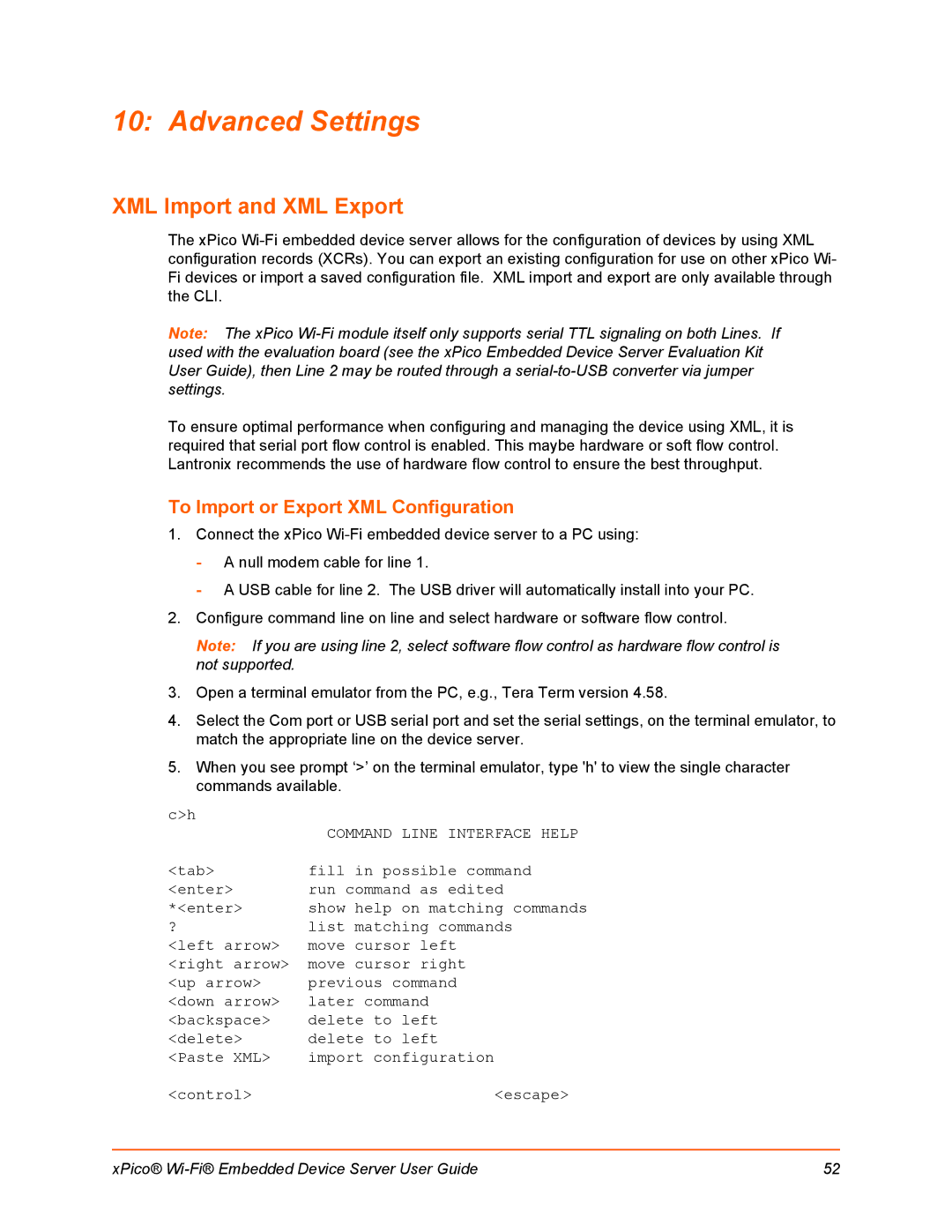 Lantronix 900-691-R manual Advanced Settings, XML Import and XML Export, To Import or Export XML Configuration 