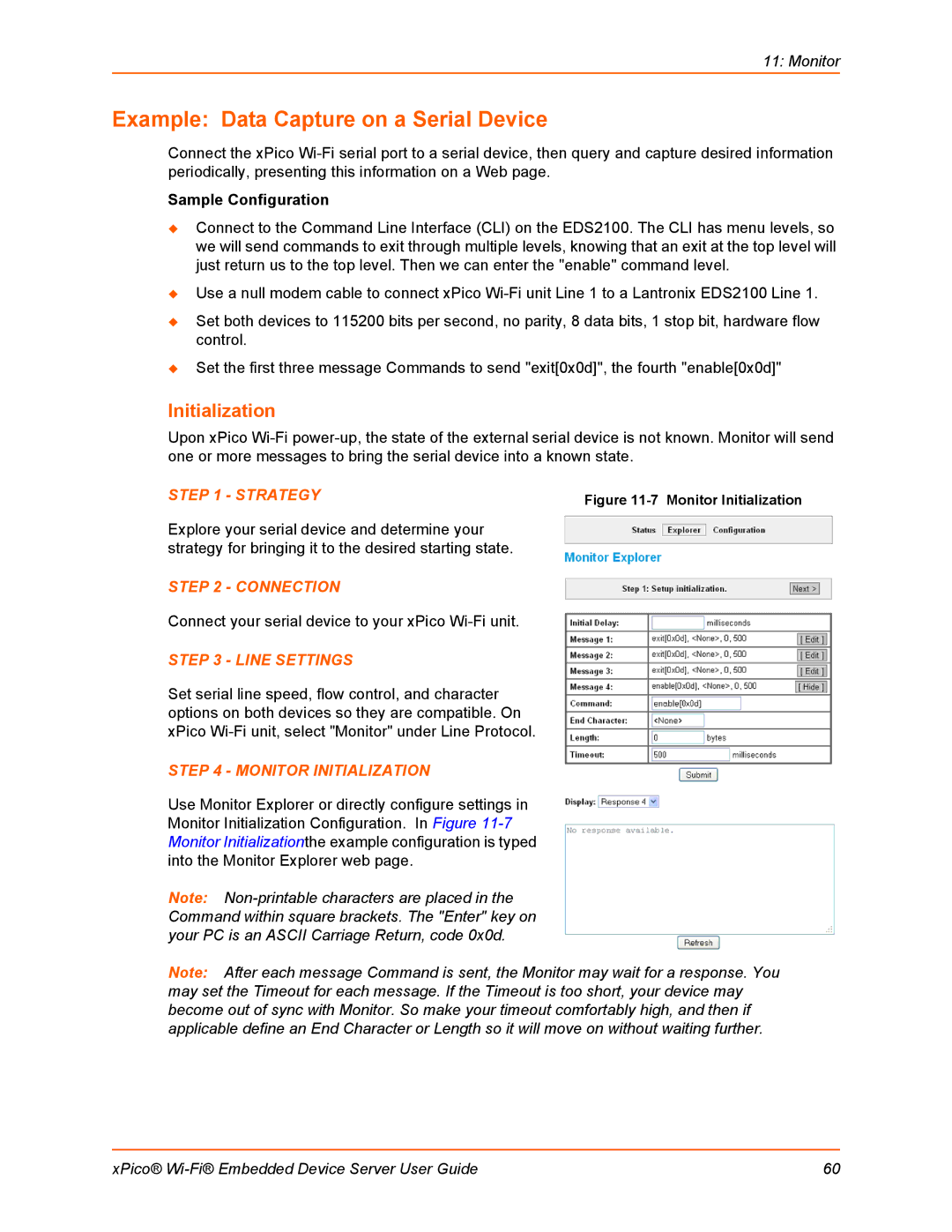 Lantronix 900-691-R manual Example Data Capture on a Serial Device, Initialization 