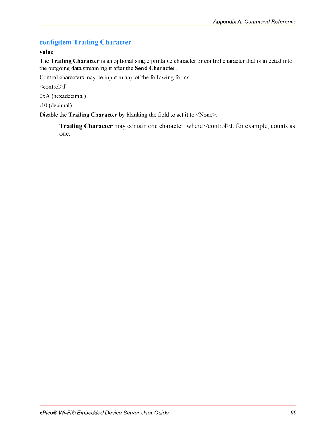 Lantronix 900-691-R manual Configitem Trailing Character 