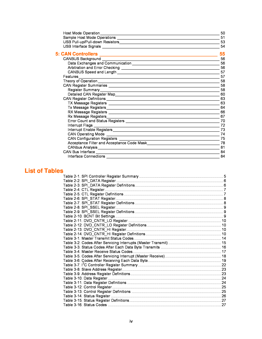 Lantronix DSTni-EX manual List of Tables, CAN Controllers 