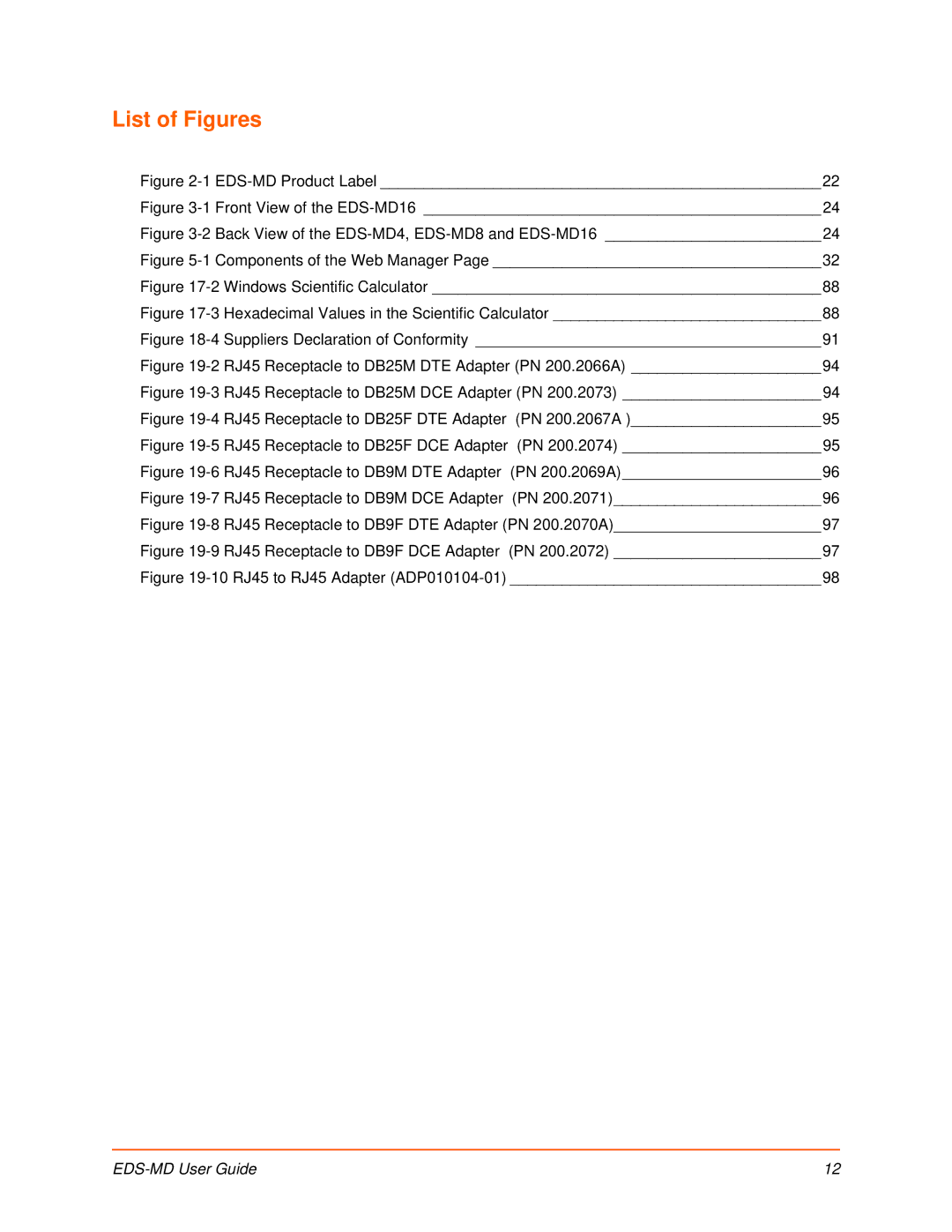 Lantronix EDS-MD8, EDS-MD16, EDS-MD4 manual List of Figures, 1EDS-MD Product Label 