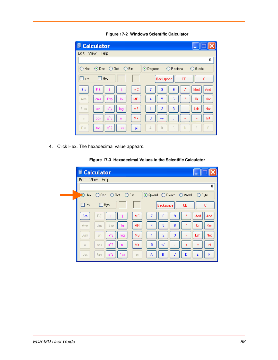 Lantronix EDS-MD16, EDS-MD8, EDS-MD4 manual Click Hex. The hexadecimal value appears 