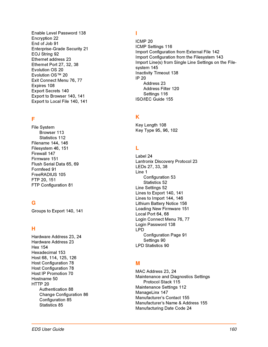 Lantronix EDS16PS, EDS32PR, EDS16PR, EDS4100, EDS8PR, EDS8PS manual EDS User Guide 160 