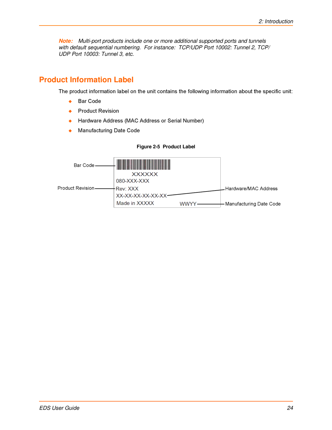 Lantronix EDS32PR, EDS16PR, EDS4100, EDS8PR, EDS16PS, EDS8PS manual Product Information Label, Product Label 