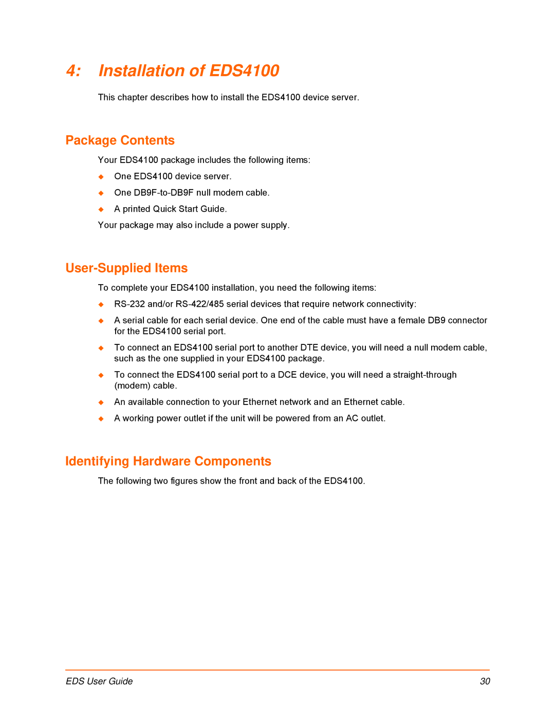 Lantronix EDS32PR, EDS16PR, EDS8PR, EDS16PS, EDS8PS manual Installation of EDS4100, Package Contents 