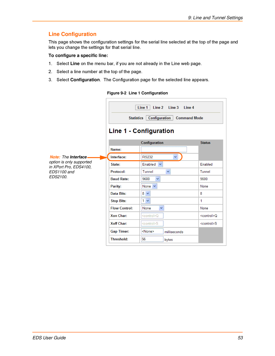 Lantronix EDS8PS, EDS32PR, EDS16PR, EDS4100, EDS8PR, EDS16PS manual Line Configuration, To configure a specific line 