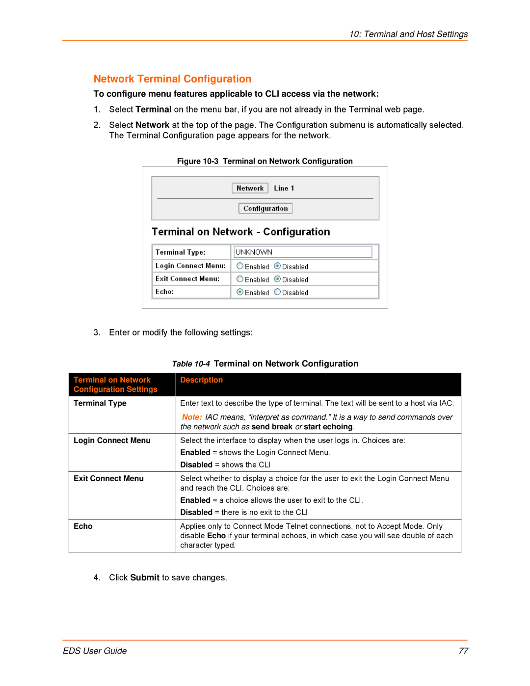 Lantronix EDS8PS, EDS32PR, EDS16PR, EDS4100, EDS8PR, EDS16PS Network Terminal Configuration, Terminal on Network Configuration 