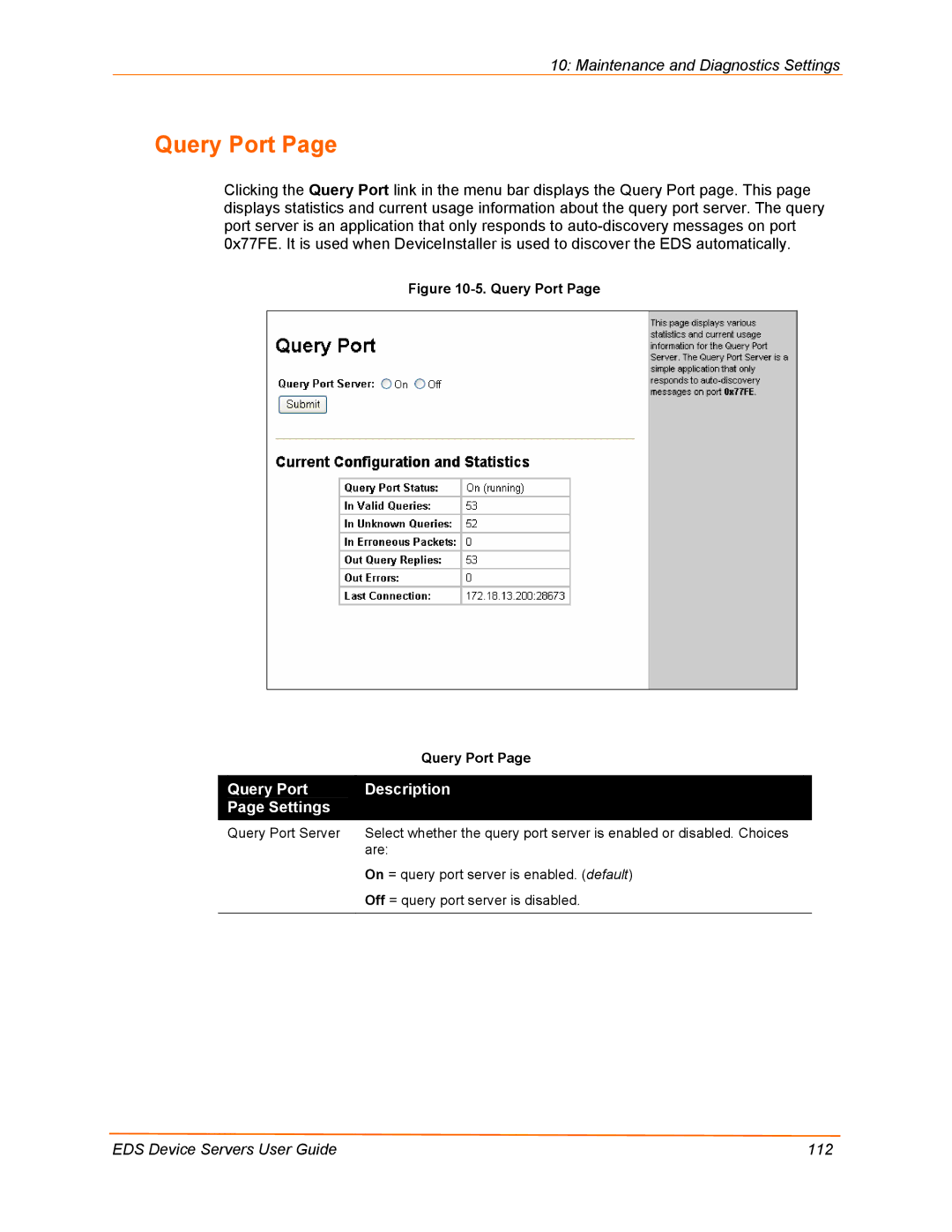 Lantronix EDS32PR, EDS16PR, EDS4100, EDS8PR manual Query Port Description Settings 