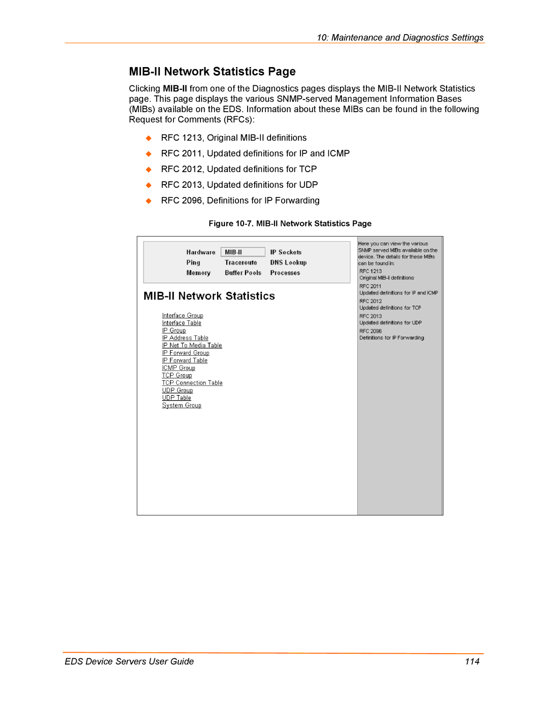 Lantronix EDS4100, EDS32PR, EDS16PR, EDS8PR manual MIB-II Network Statistics 