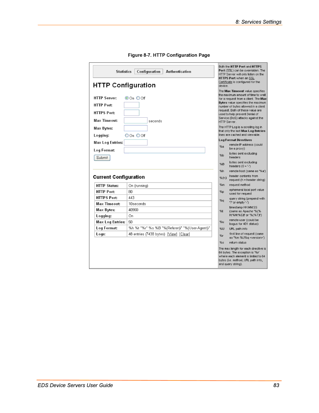 Lantronix EDS8PR, EDS32PR, EDS16PR, EDS4100 manual Http Configuration 