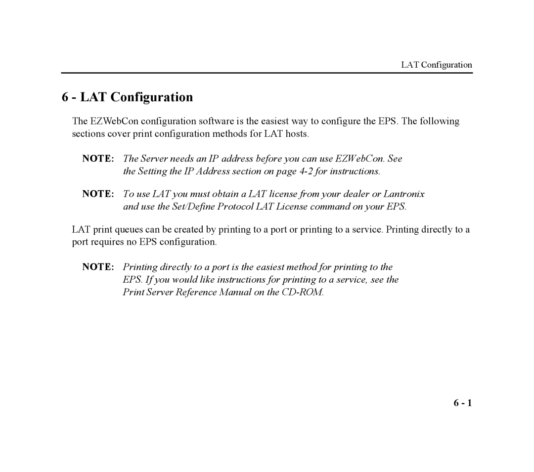 Lantronix EPS4-100, EPS2-100 manual LAT Configuration 