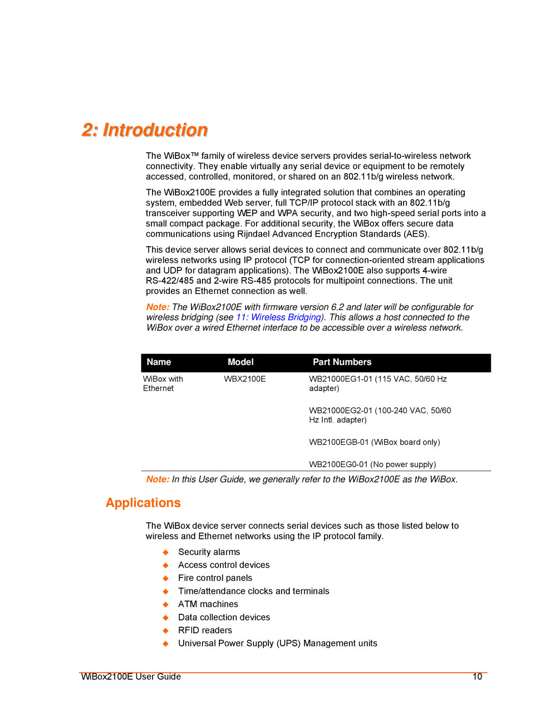 Lantronix Ethernet manual Introduction, Applications, Name Model Part Numbers 