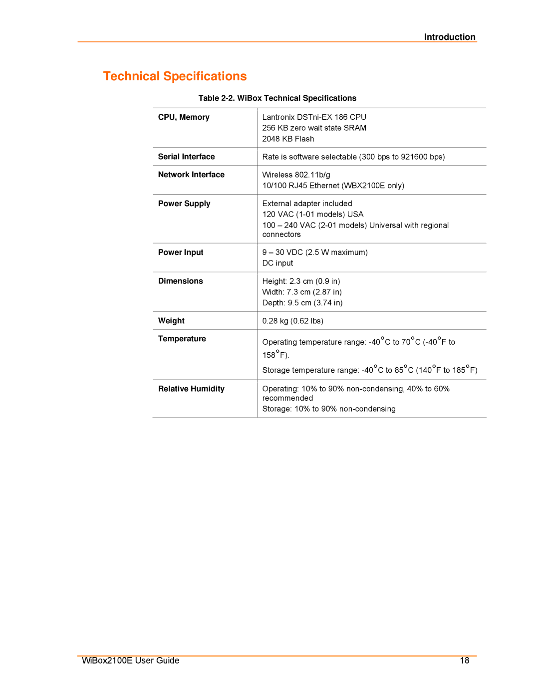 Lantronix Ethernet manual Technical Specifications 