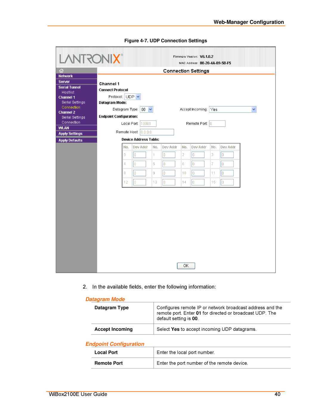 Lantronix Ethernet manual Datagram Mode, Datagram Type 