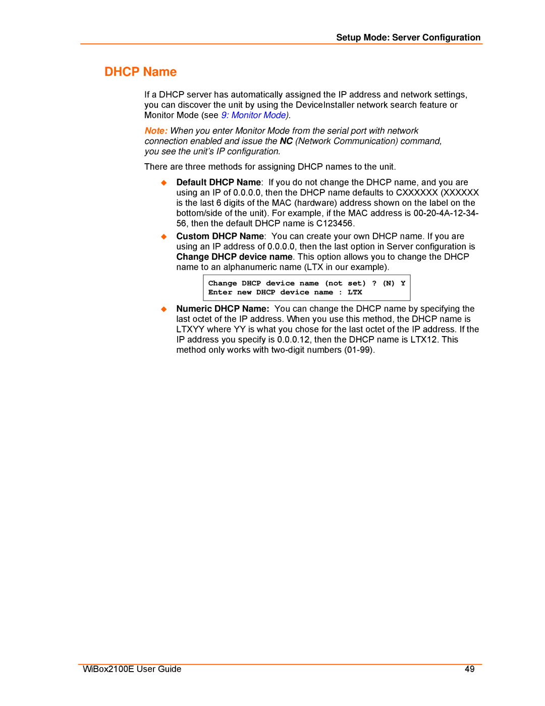 Lantronix Ethernet manual Dhcp Name 