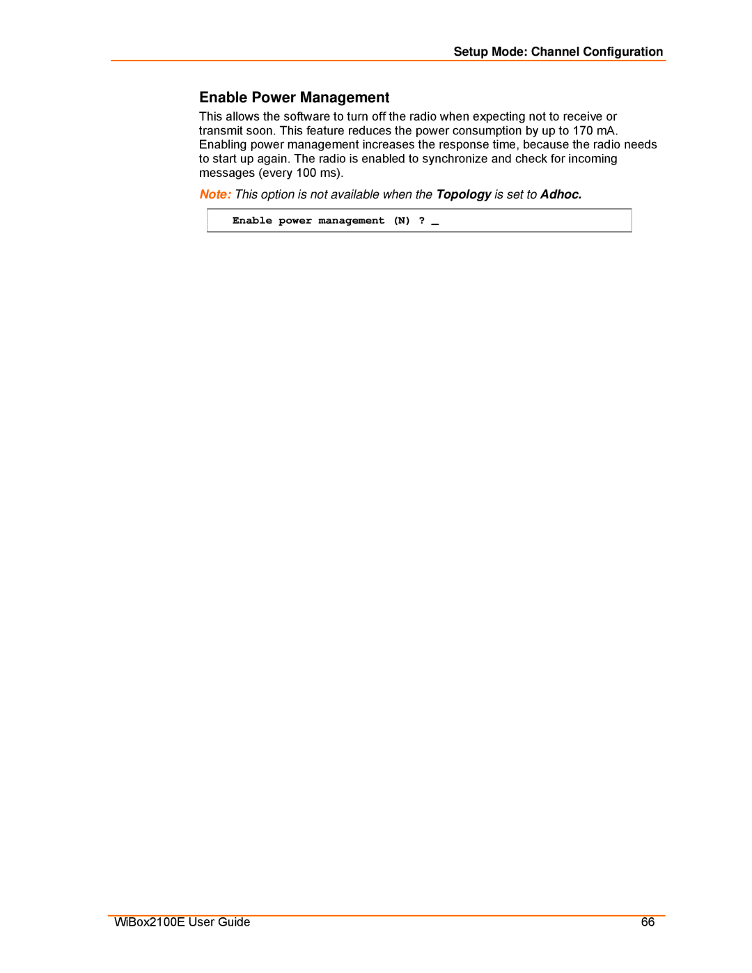 Lantronix Ethernet manual Enable Power Management 