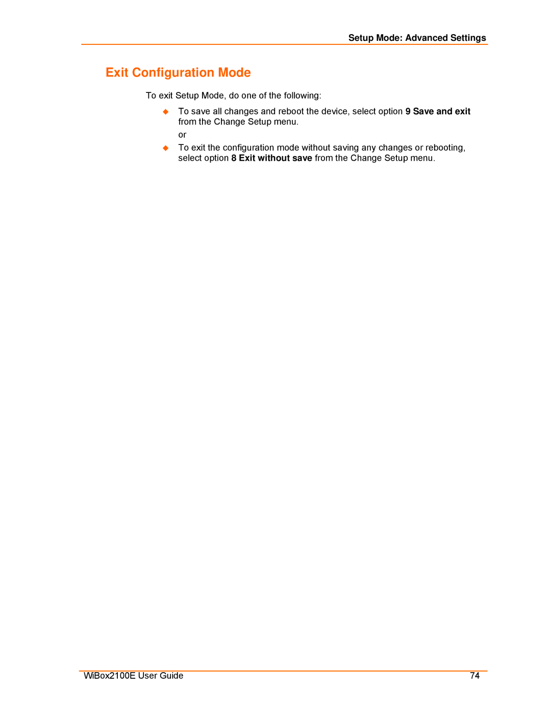 Lantronix Ethernet manual Exit Configuration Mode 