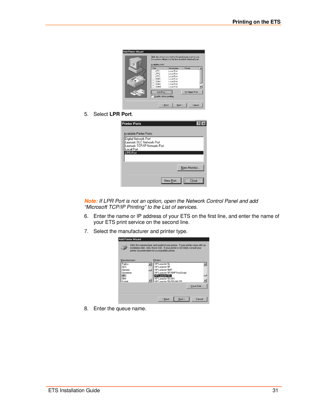 Lantronix ETS16PR, ETS8PS, ETS16PS, ETS32PR manual Printing on the ETS 