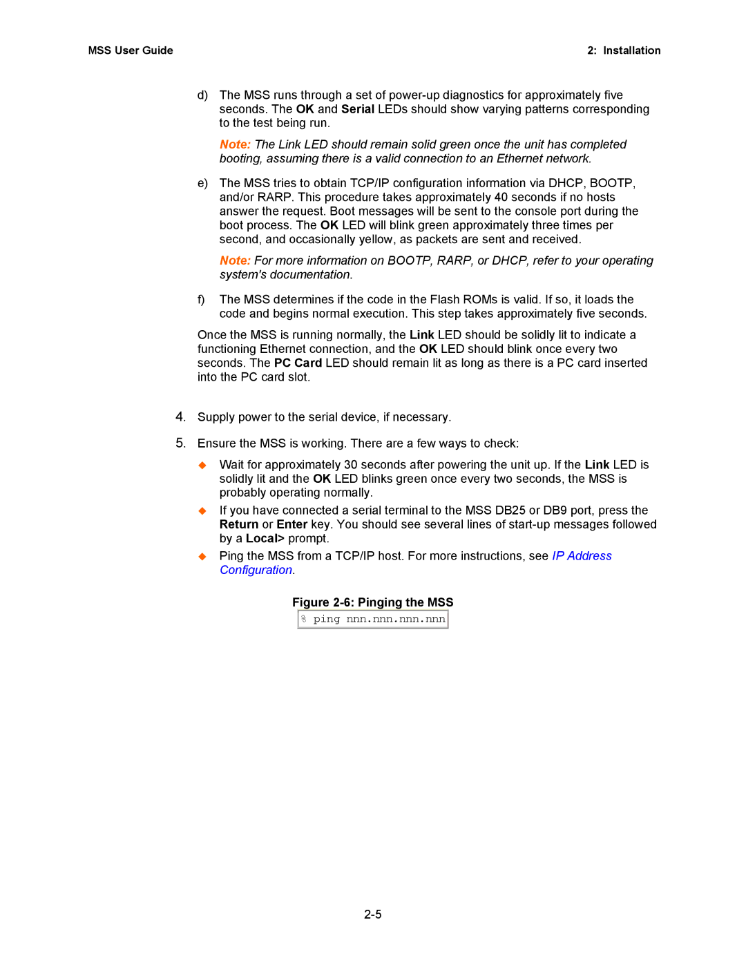 Lantronix Hub manual Pinging the MSS 