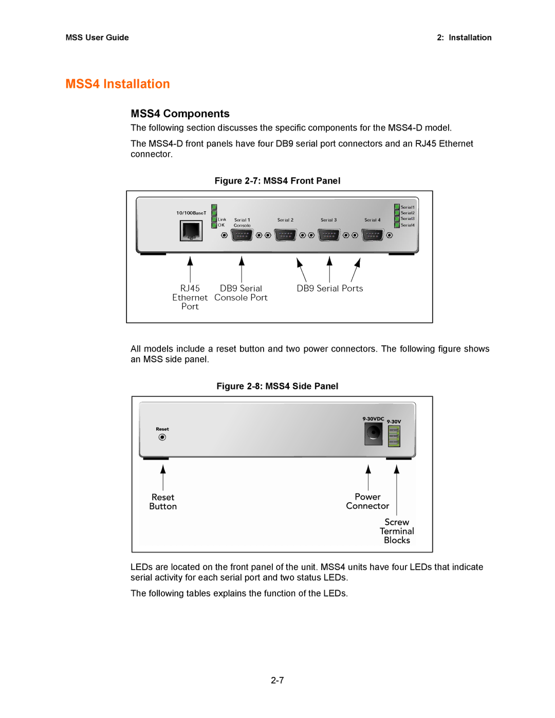 Lantronix Hub manual MSS4 Installation, MSS4 Components 