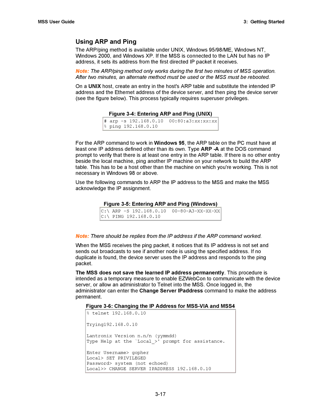 Lantronix Hub manual Using ARP and Ping, Entering ARP and Ping Unix 