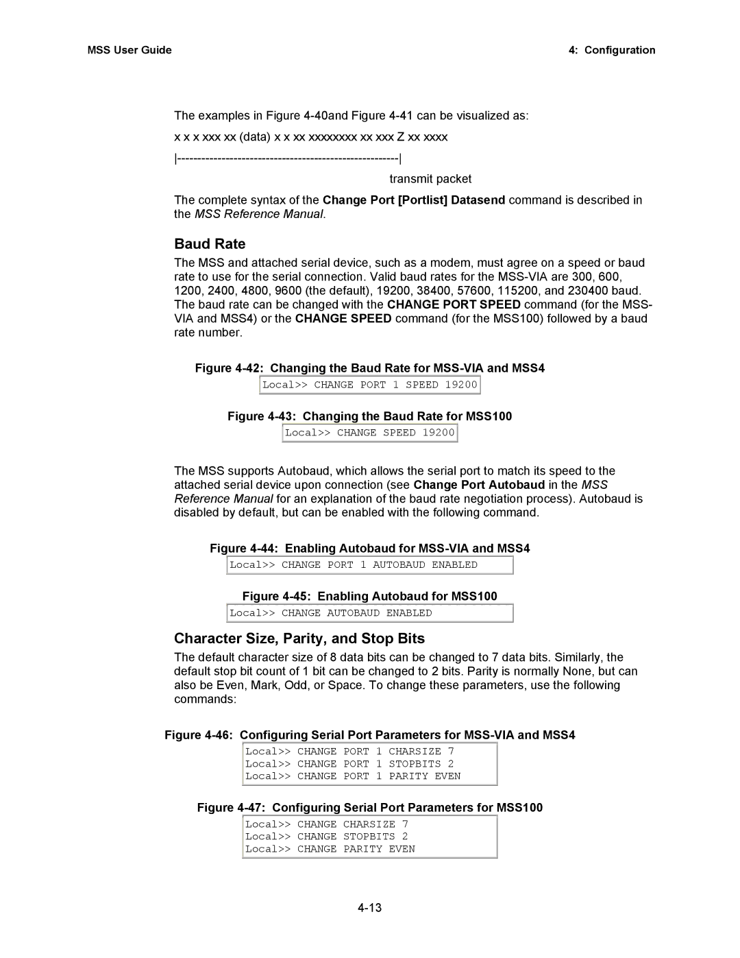 Lantronix Hub manual Baud Rate, Character Size, Parity, and Stop Bits 