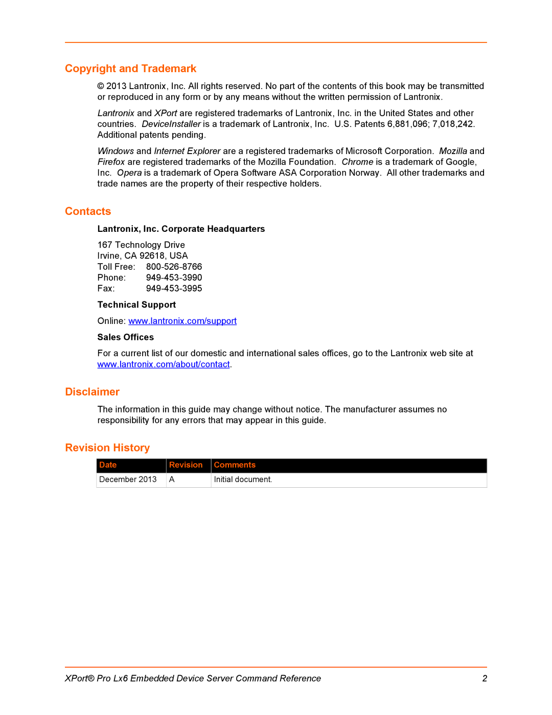 Lantronix LX6 manual Copyright and Trademark 