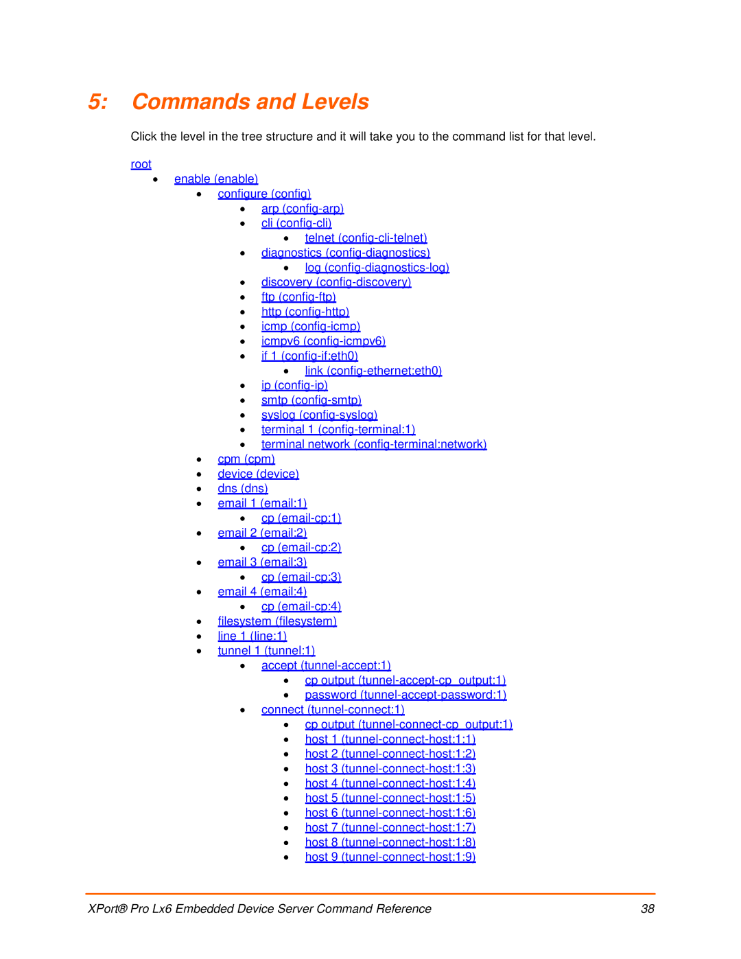 Lantronix LX6 manual Commands and Levels 